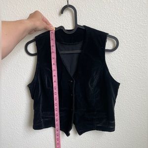 Black velvet short waisted vest with buttons